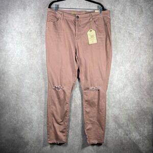 True Craft Skinny Jeans Womens 18 Pink Denim Mid Rise Distressed High‎ Rise NEW